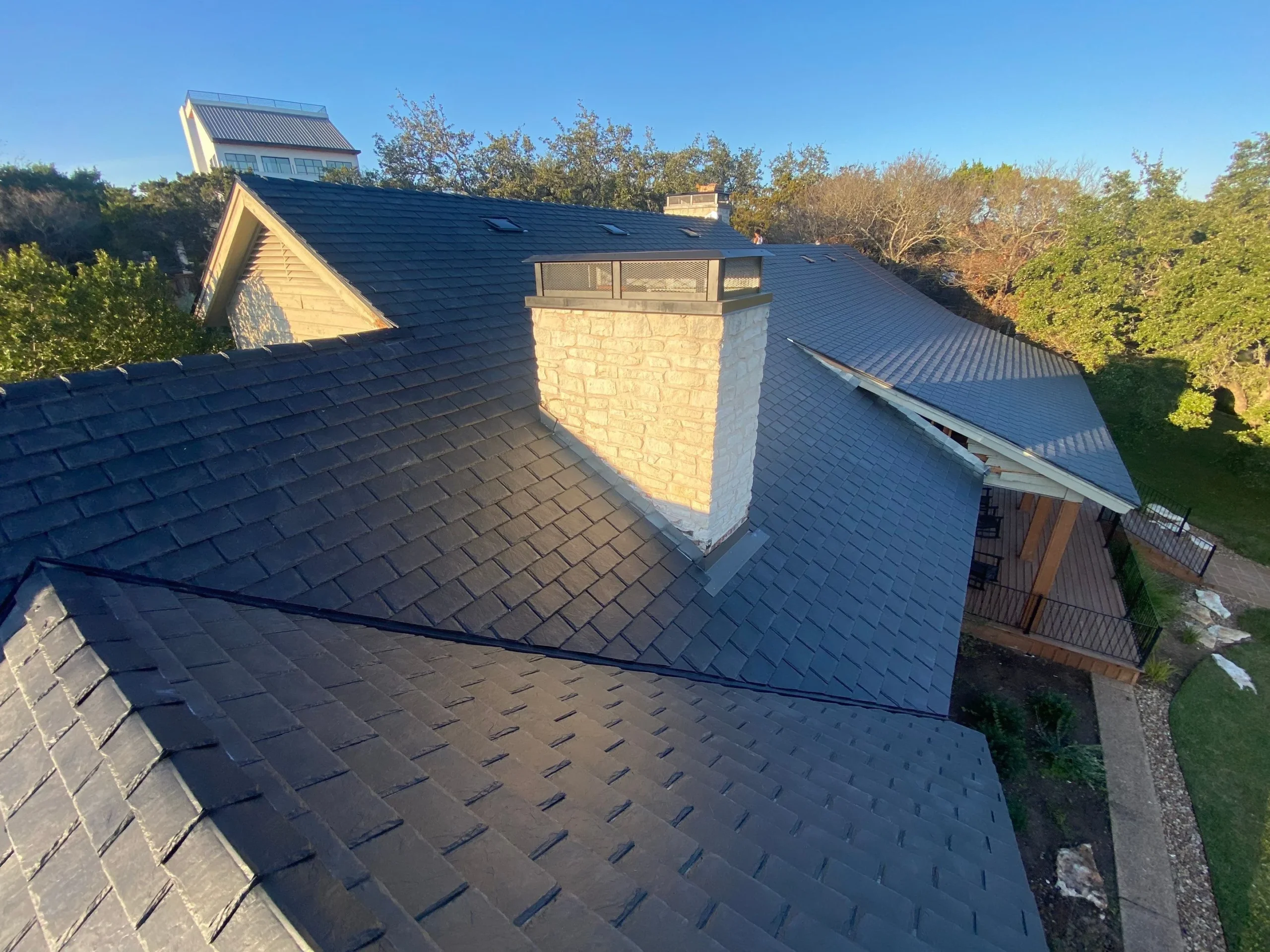 Chimney cap & faux slate